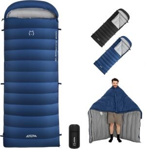 ATEPA Ultralight 650/700 FP Down Sleeping Bag for Adults, 3 Season Cold Weather & Warm Compact Sleeping Bag with Compression Sack for Backpacking, Hiking, Camping