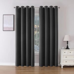 Joydeco Blackout Curtains 84 Inch Length 2 Panels Set, Thermal Insulated Long Curtains& Drapes 2 Burg, Room Darkening Grommet Grey Curtains for Living Room Bedroom Window (Dark Grey, W52 x L84 Inch)