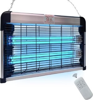 BAIMNOCM UV Lamp 76 Watts, Hanging Mite Odor Mold Removal Lamp with Remote Control Timer, UV-C Light for Basement Kitchen, 254nm Quartz Light