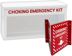 | Choking Emergency Cabinet and Sign Bundle | Easy to Access Choking Kit for Emergency Situations (Choking Kit Not Included)