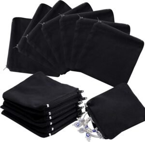 Geosar 24 Pcs Silver Storage Bags Anti Tarnish Jewelry Zippered Pouches Keeper for Silverware Protector Bags(4 x 4 Inch,Black)