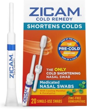 Zicam Cold Remedy Cold Shortening Medicated Nasal Swabs Zinc-Free 20ct