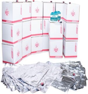 Long Term Water Storage System, BPA Free Water Bags, 5 Year Shelf Life | 100 Gallon Set