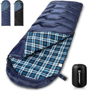 Bessport Sleeping Bag Winter | Flannel Lined 18℉ – 32℉ Extreme 3-4 Season Warm & Cool Weather Adult Sleeping Bags Large | Lightweight, Waterproof for Camping, Backpacking, Hiking