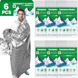 CXYARY 6 Pack Emergency Mylar Blanket Supplies, Emergency Thermal Blanket Space Rescue Insulating Reflective Silver Foil Survival Gear Camping for Outdoors, Hiking, Camping Survival