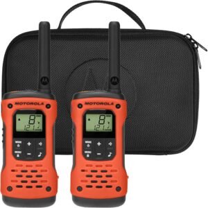 Motorola Solutions, Portable FRS, T605_H2O, Talkabout, Two-Way Radios Walkie Talkie Emergency Preparedness, Rechargeable, 22 Channel, 35 Mile, Orange W/Black, 2 Pack