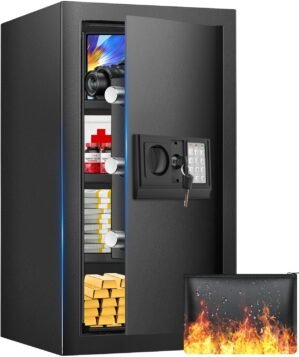 4.0 Cuft Safe Box, Home Safe with Fireproof Waterproof Bag, Anti-Theft Digital Security with Smart Alert System, Removable Shelf, Mute Function, Personal Document Safes for Money Jewelry