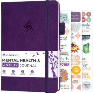 Clever Fox Mental Health & Anxiety Journal – Guided CBT Journal with Prompts for Self Help & Stress Relief – Mood & Emotion Tracker (Purple)