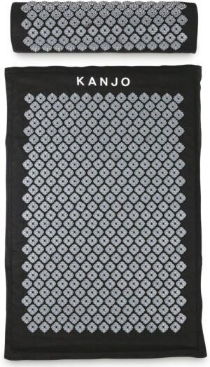 Kanjo FSA HSA Eligible Premium Large Acupressure Mat and Pillow Set for Back Pain Relief & Neck Pain Relief, with Memory Foam Pillow, Includes Carry Bag, Black XL