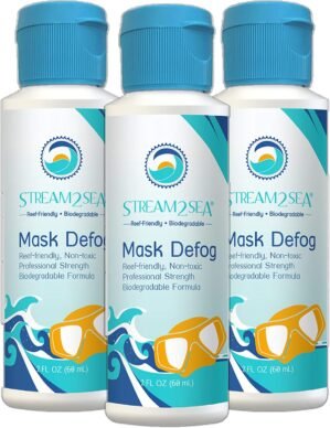 Stream2Sea Mask Defog Biodegradable Defogger Coating, Reef Friendly Anti Fog Mask For Glasses, Snorkel Mask, Scuba Divers, Ski Goggles and Sports Glasses Equipment, Paraben Free, 2 Fl Oz Pack of 3