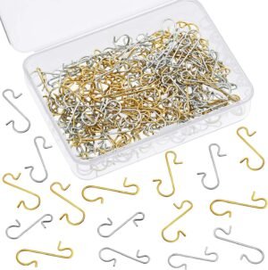 Tatuo Xmas Ornament Hooks Metal Wire Hooks Ornament Hangers with Storage Box for Christmas Tree Decoration (201, Gold and Silver)