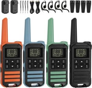 5Mile Long Range Walkie Talkies, 22 Channel Rechargeable Radios with 12 NOAA Weather Channels, 4 Pack for Kids & Adults