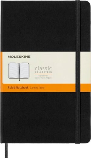 Moleskine Classic Notebook, Large, Ruled, Black, Hard Cover (5 x 8.25)