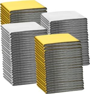 Macarrie 100 Pack Emergency Thermal Blankets Silver Foil Survival Blanket Kit for Outdoors, Camping, Hiking, Homeless, First Aid