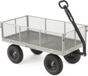 Gorilla Carts Steel Utility Cart, Tow Behind Yard and Garden Wagon, 1,000 Lb