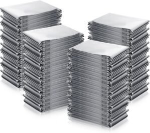 100 Pack 2 Size Silver Mylar Thermal Survival Blankets for Outdoors Camping Hiking First Aid Adult Kid