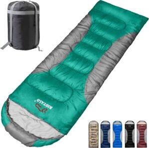 0 Degree Winter Sleeping Bags for Adults Camping (450GSM) – Temp Range (5F–32F) Portable Waterproof Compression Sack- Camping Sleeping Bags for Big and Tall in Env Hoodie: Backpacking Hiking 4 Season
