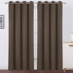 LEMOMO Chocolate Brown Thermal Blackout Curtains/52 x 84 Inch/Set of 2 Panels Room Darkening Curtains for Bedroom