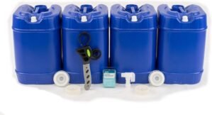 Emergency Water Storage 5 Gallon Water Tank – BPA-Free, Food Grade, Portable, Stackable, Easy Fill – Survival Supply Water Container (20 Gallons (4 Tanks))