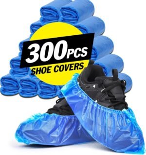 300 PCS (150 pairs) Shoe Covers Disposable Non Slip, Waterproof Booties for Shoes Covers for Indoors, Fits Up to Size 11 US Men and 13 US Women, Blue