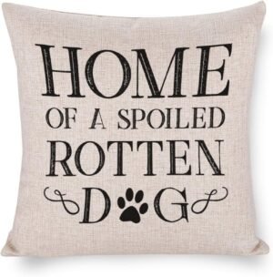 Pillow Covers 16″x16″ Farmhouse Decor Spoiled Rotten Dog Pillowcase Holiday Decorations Throw Cushion Covers for Home Couch and Bed