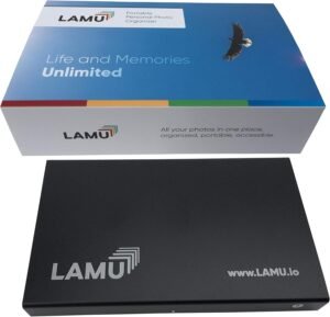 LAMU Portable Digital Photo Organizer – Digital Picture Manager for Windows – Software to Easily Organize Your Photos and Videos – Digital Photo Storage – 2 Terabytes (Charcoal Black)