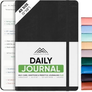 Best Daily Journal for Men & Women – Gratitude Journal, Manifestation Journal & Guided Journal with Prompts for Personal Growth by PRODUCTIVITY STORE (A5, Black)