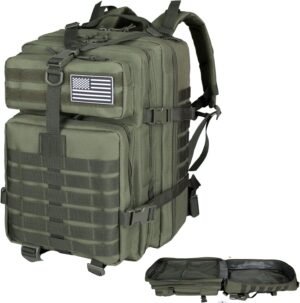 45L Army Tactical Backpack Military Assault Pack 3 Day Bug Out Bag Molle Daypack Camping Outdoor Mountaineering Highland Backpacks For Men Rucksack Green