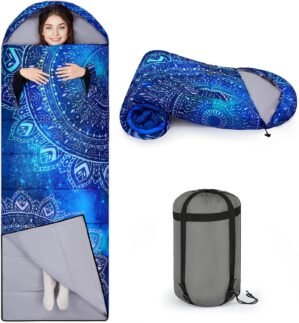 Basumee Sleeping Bags for Adults 3 Season Warm Cool Weather Wearable Camping Sleeping Bag with Compression Bag Portable Backpacking Hiking Camping Essential for Women Men Kids Teens