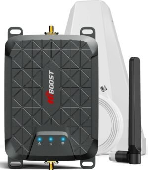 Mini Cell Signal Booster for Verizon, AT&T, T-Mobile| Up to 1500 Sq Ft/One Room| High Power Outdoor Receiving Antenna| 5G/4G/3G LTE| Band 5, 12/17, 13|App Service + Install| FCC Approved