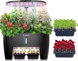 Hydroponic Growing System Kit 16 Pods, Smart Herb Garden with Sprout Mode Can Seedling in Advance & 24W Full Spectrum LED Grow Light, Indoor Garden Planter for Home/Office/School (Black)