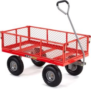 Gorilla Carts Heavy Duty Steel Utility Cart, Yard and Garden Wagon, 800 Lb, Red