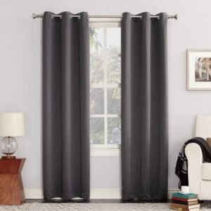 Sun Zero Easton Energy Saving Blackout Grommet Curtain Panel, 40″ x 84″, Charcoal