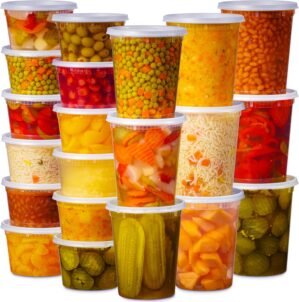 48 Pack Plastic Deli Containers with Lids (16, 32 oz 24 Each) – Food Storage Containers with Lids – Clear Disposable Meal Prep Containers, BPA Free, Stackable, Leakproof, Microwave and Freezer Safe