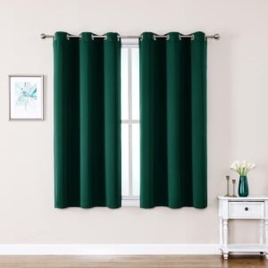 ChrisDowa Grommet Blackout Curtains for Bedroom and Living Room – 2 Panels Set Thermal Insulated Room Darkening Curtains (Forest Green, 42W x 63L)
