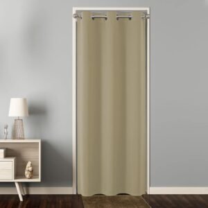 Joydeco Door Curtain for Closet Doors 78 Inches Long 1 Panel, Blackout Doorway Curtain for Open Closet Bedroom, Room Divider for Privacy (Beige, 40Wx78L)