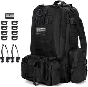Large Military Tactical Backpack for Men, 40-50L Backpacks for Women, Bug out Bag Army 3 Days Assault Pack Bags Rucksack with Molle System Black