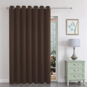 Joydeco Blackout Room Divider 84 Inches Long 1 Panel, Extra Wide Sliding Door Curtain for Patio Doors, Privacy Curtain for Bedroom(Chocolate, 100Wx84L)