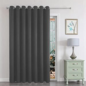 Joydeco Blackout Room Divider Curtains for Sliding Glass Doors 84 Inches Long 1 Panel, Extra Wide Sliding Door Curtains for Patio Bedroom Living Room (Grey, 100Wx84L)