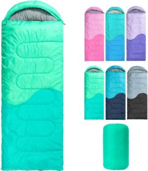 Sleeping Bag – 3 Seasons for Adults Kids Boys Girls Camping Hiking – Warm Cold Weather Lightweight Portable with Compression Bag for Backpacking in Spring, Summer, Fall and Winter