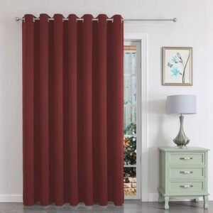 Joydeco Blackout Room Divider 84 Inches Long 1 Panel, Extra Wide Sliding Door Curtain for Patio Doors, Privacy Curtain for Bedroom(Burgundy Red, 100Wx84L)