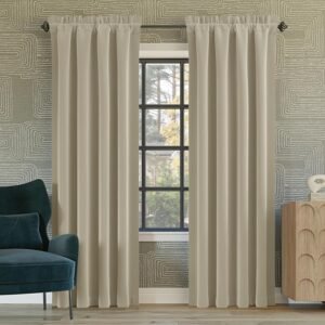 Sun Zero Oslo Theater Grade Extreme 100% Blackout Rod Pocket Curtain Panel, 52″ x 84″, Cream
